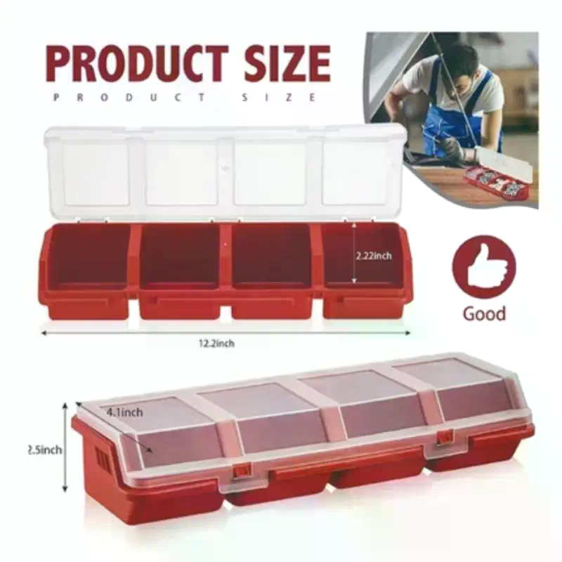 Workshop Tools Organizer - 나사 정리함 플라스틱 4칸 수납함 안전