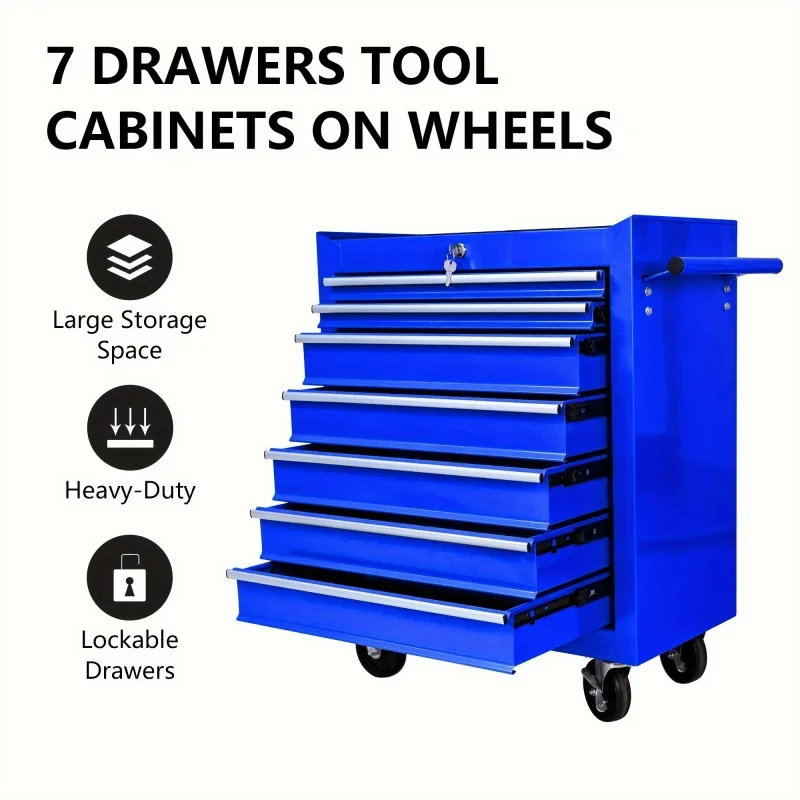 Workshop Tools Car - 7단 서랍 블루 다기능 공구 트롤리(바퀴