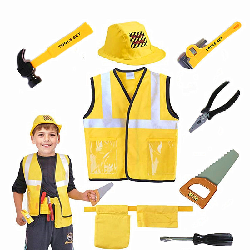Tools Workshop Kids - 유아 건설 노동자 조끼 의상, 작업자