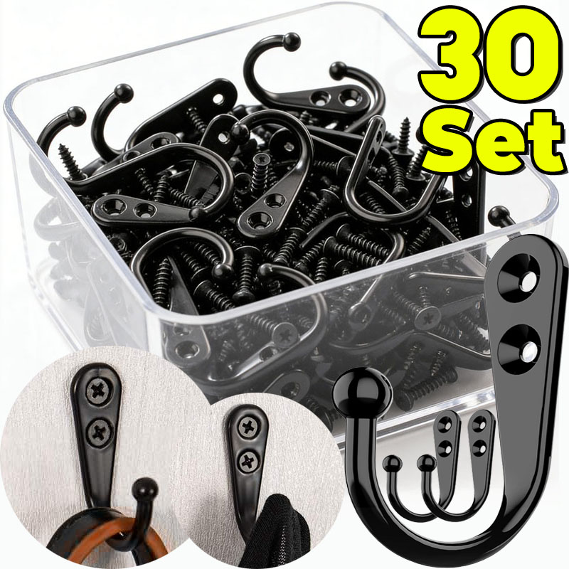 검정색 금속 후크, 나사 포함, 벽걸이형 코트, 수건, - Screw Organizer Kit 리뷰 및 가격